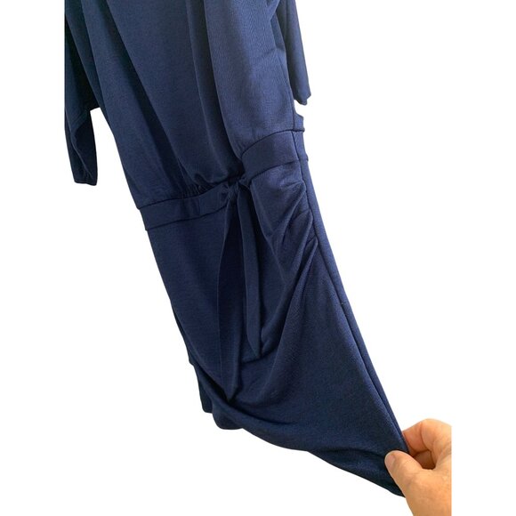 WHBM Navy Blousen Short Dress Size M NWOT Stretch Pullover Wrap 7174 Dolman - Picture 8 of 10